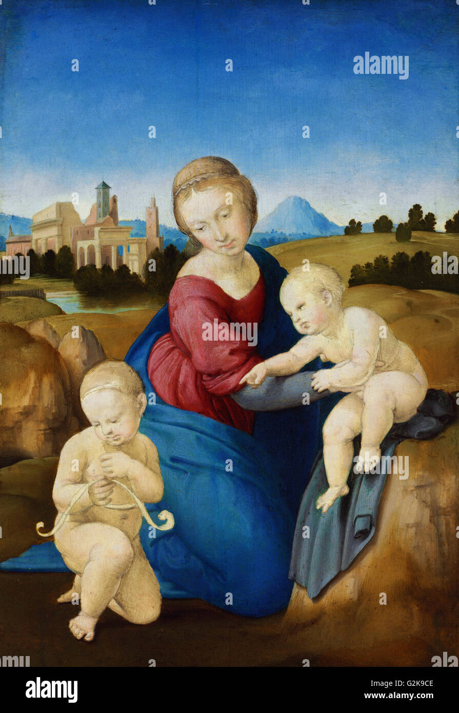 Raffaello Santi - Madonna mit Kind und das Kind Saint John - Museum of Fine Arts, Budapest Stockfoto