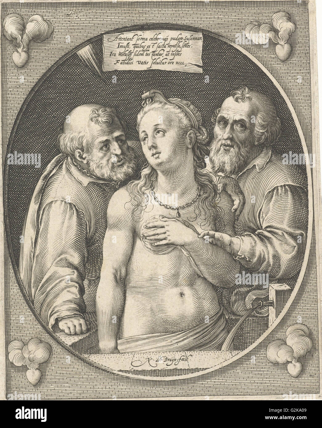 Susanna und die beiden ältesten, Nicolaes de Bruyn, 1581-1656 Stockfoto