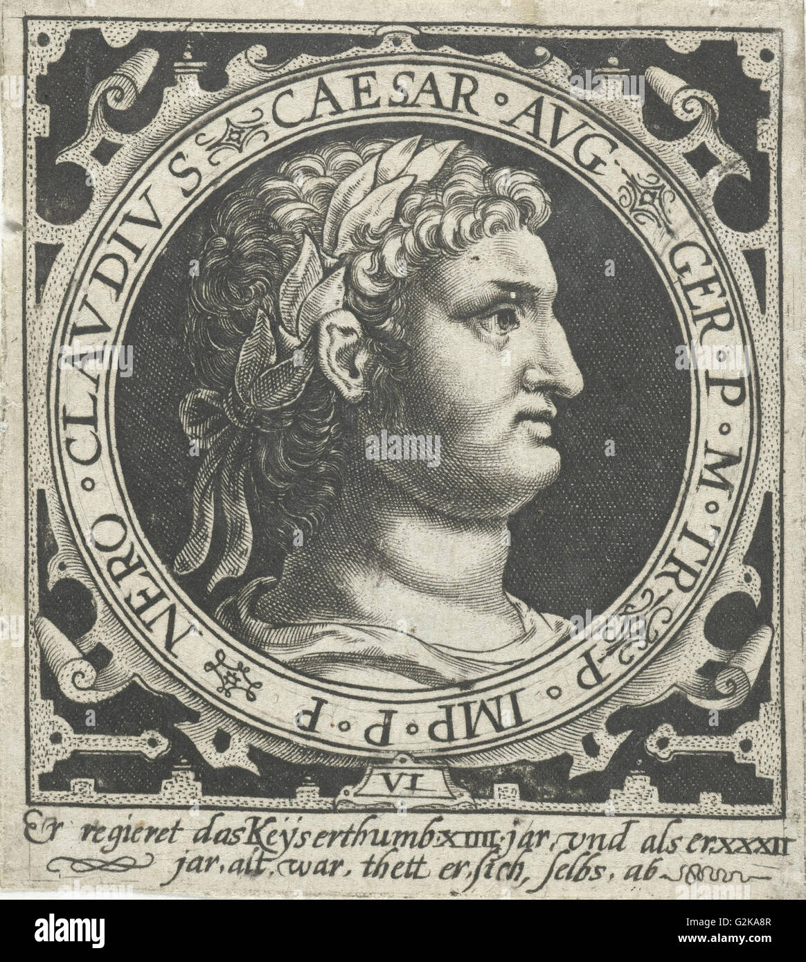 Porträt von Kaiser Nero Medaillon, Nicolaes de Bruyn, 1594 Stockfoto