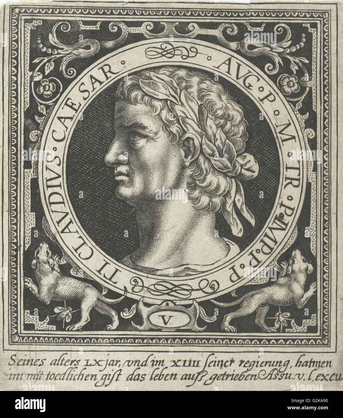 Porträt von Claudius Medaillon, Nicolaes de Bruyn, 1594 Stockfoto