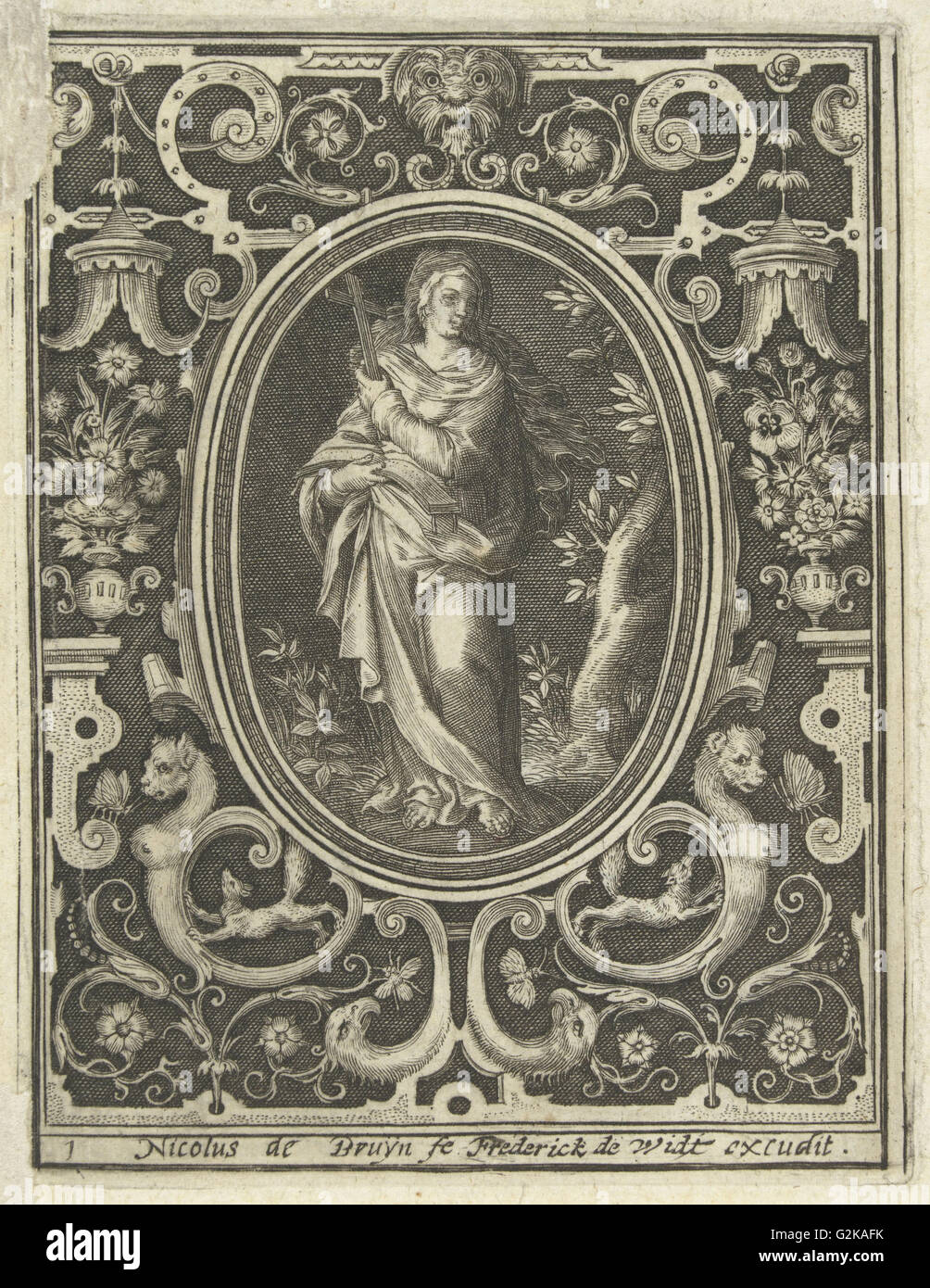 Dekoration mit Fides, Nicolaes de Bruyn, 1581-1656 Stockfoto