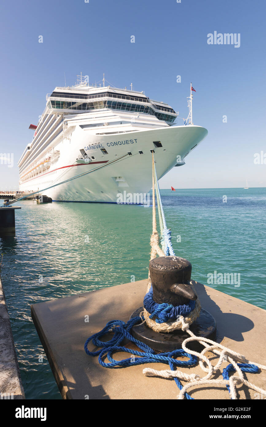 Kreuzfahrtschiff MS Carnival Conquest, Key West, Key West, Florida Keys, Florida, Vereinigte Staaten von Amerika Stockfoto