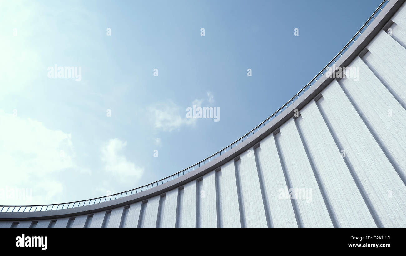 Hohe Wand und blauer Himmel, 3D-Rendering Stockfoto