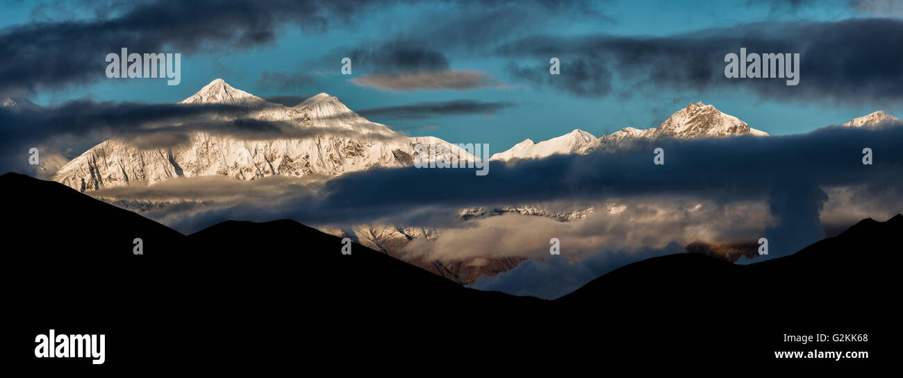 Nepal, Annapurna, Muktinath, Nilgiri Himal, Panoramablick Stockfoto