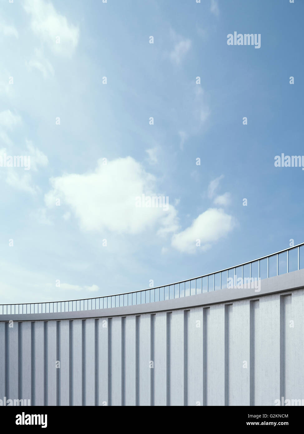 Himmel, 3D-Rendering, Wand und Geländer Stockfoto