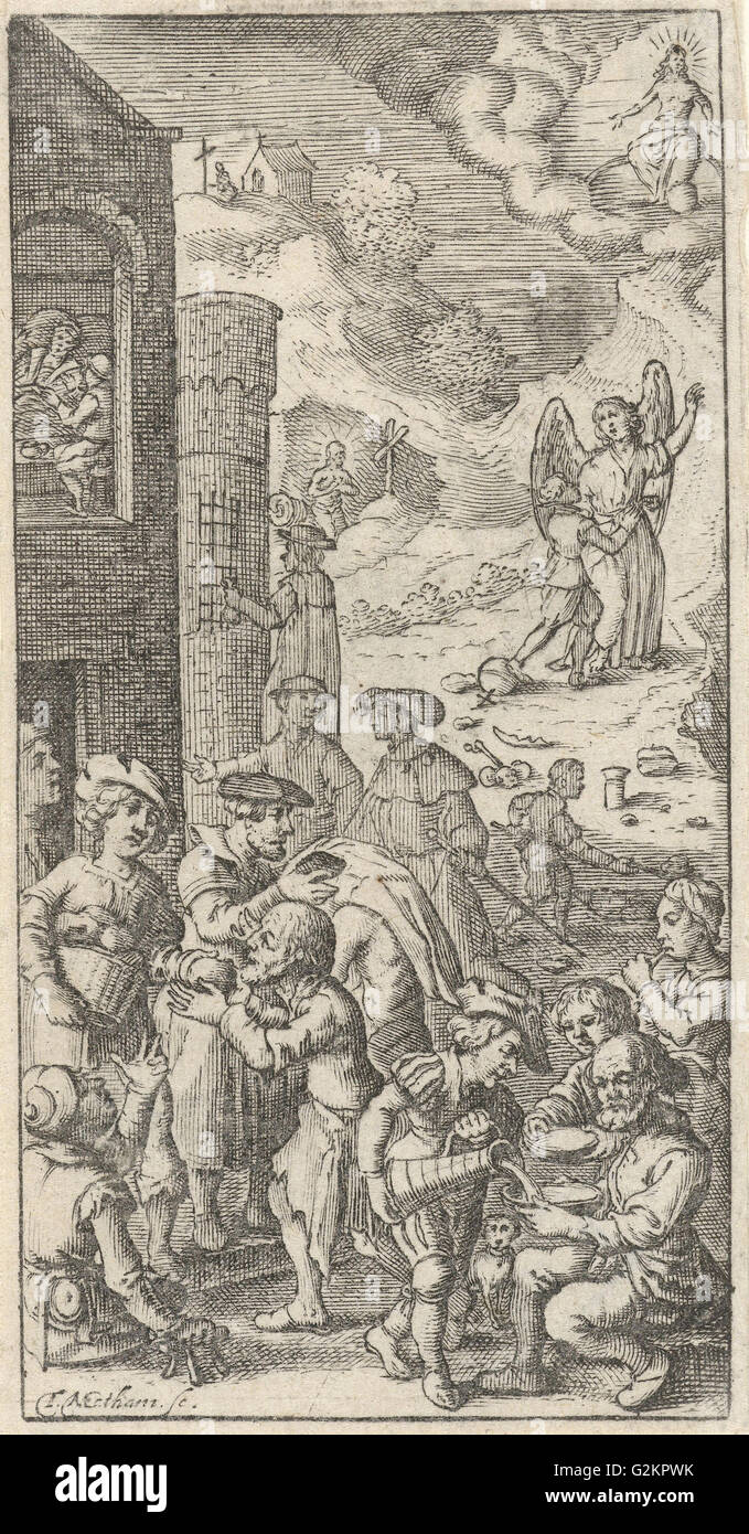 Werke der Barmherzigkeit, Theodor Matham, 1626 Stockfoto