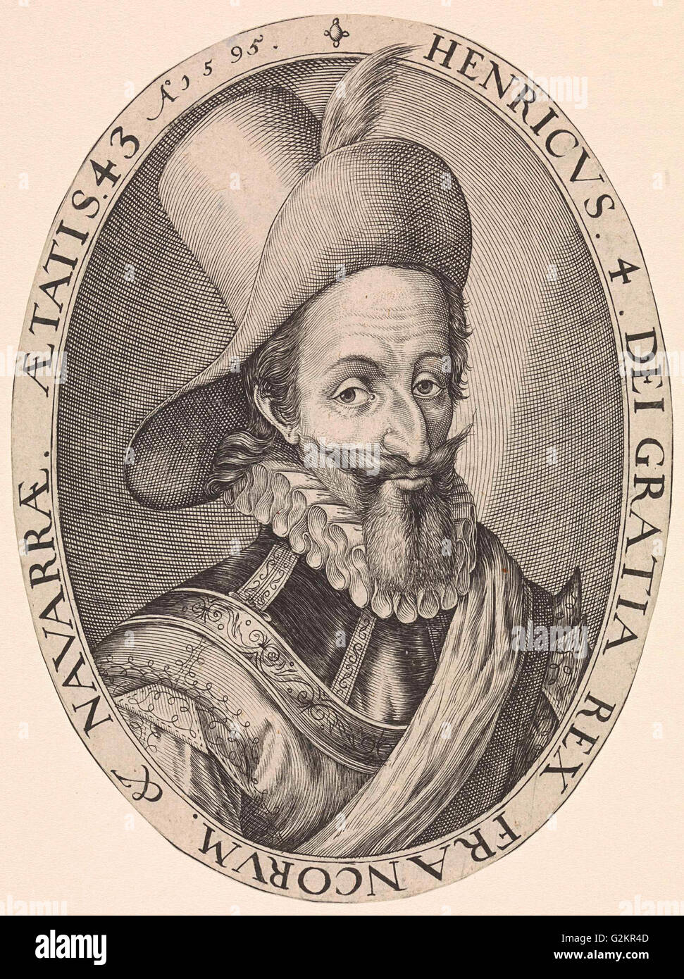 Porträt von Heinrich IV. von Frankreich, print-Hersteller: Crispijn van de Passe ich möglicherweise, Hendrick Goltzius, 1595 und oder 1595 - vor 1611 Stockfoto