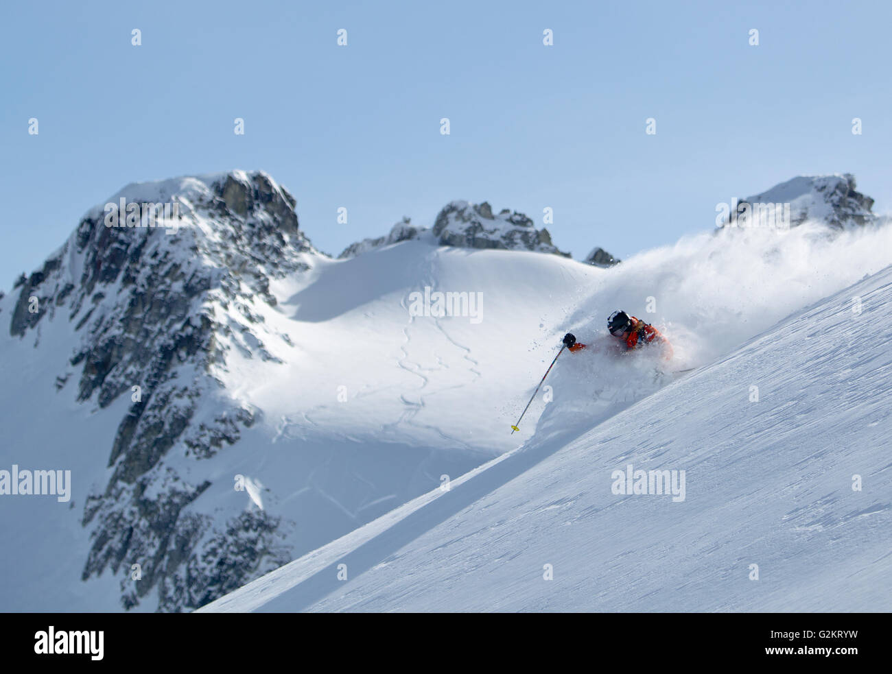 Whistler Backcountry und Powder-skiing, Britisch-Kolumbien, Kanada Stockfoto