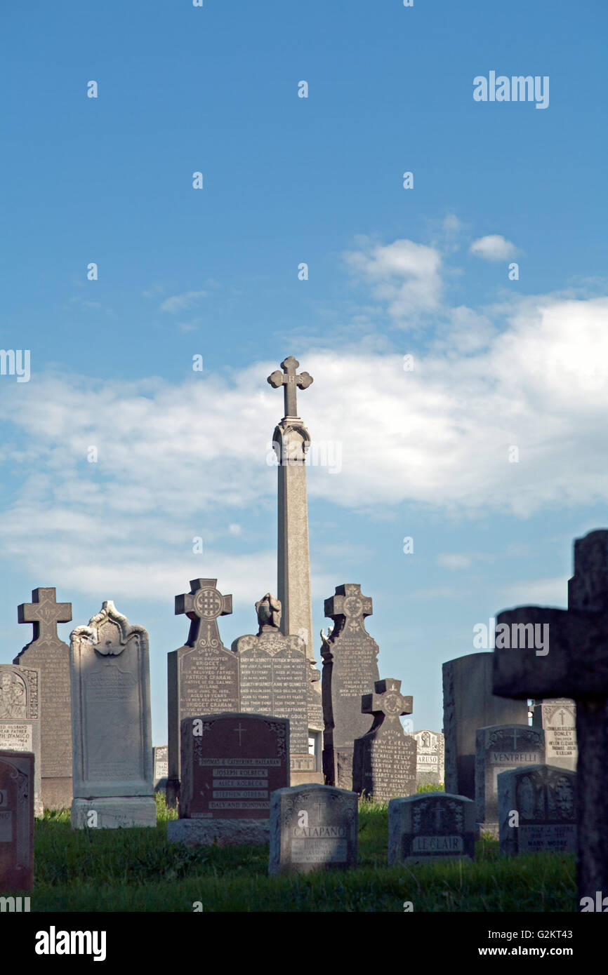 Grabsteine, Calvary Cemetery in Queens, New York, USA Stockfoto