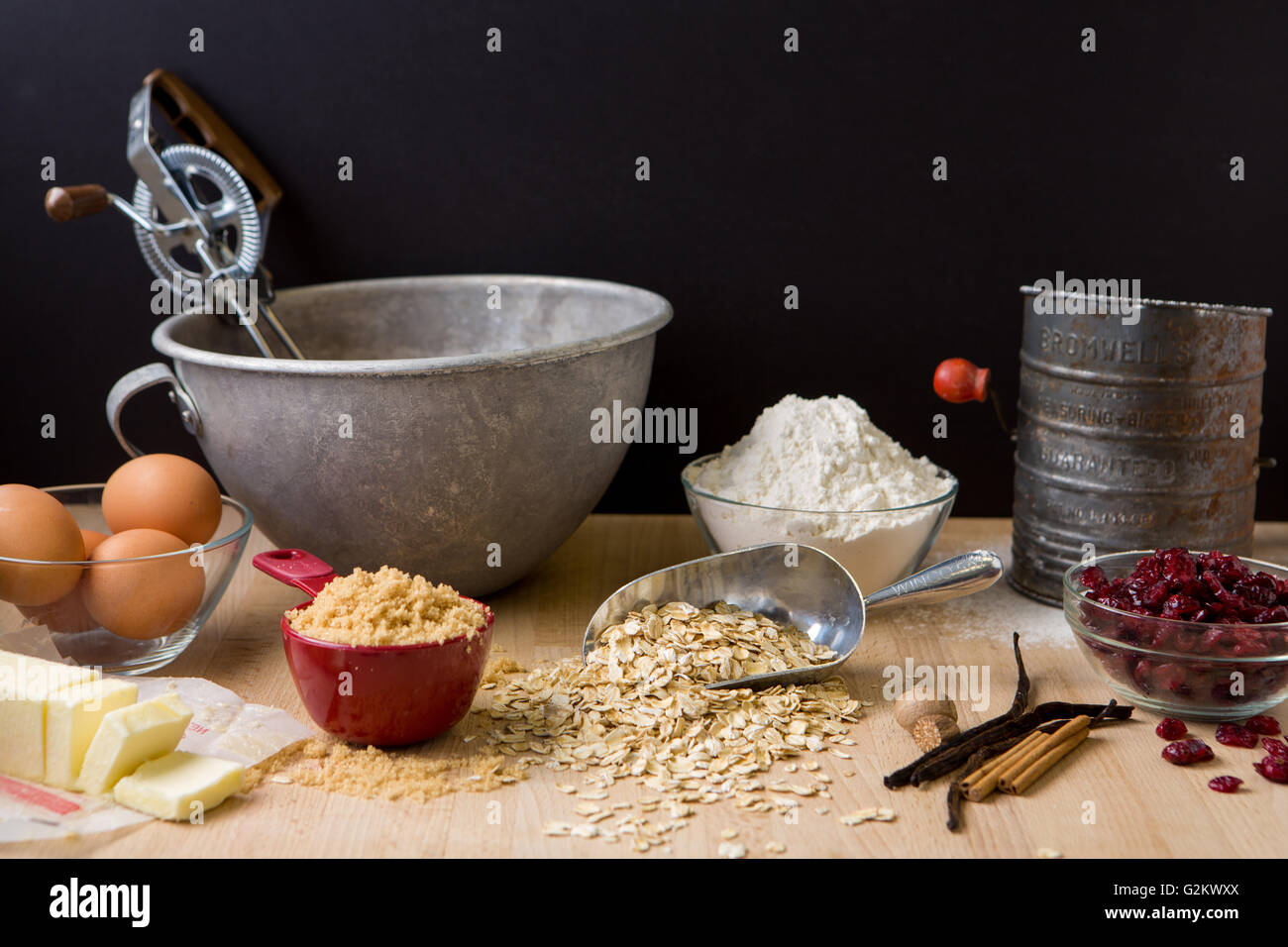 Backzutaten für Cookie Rezept Stockfoto