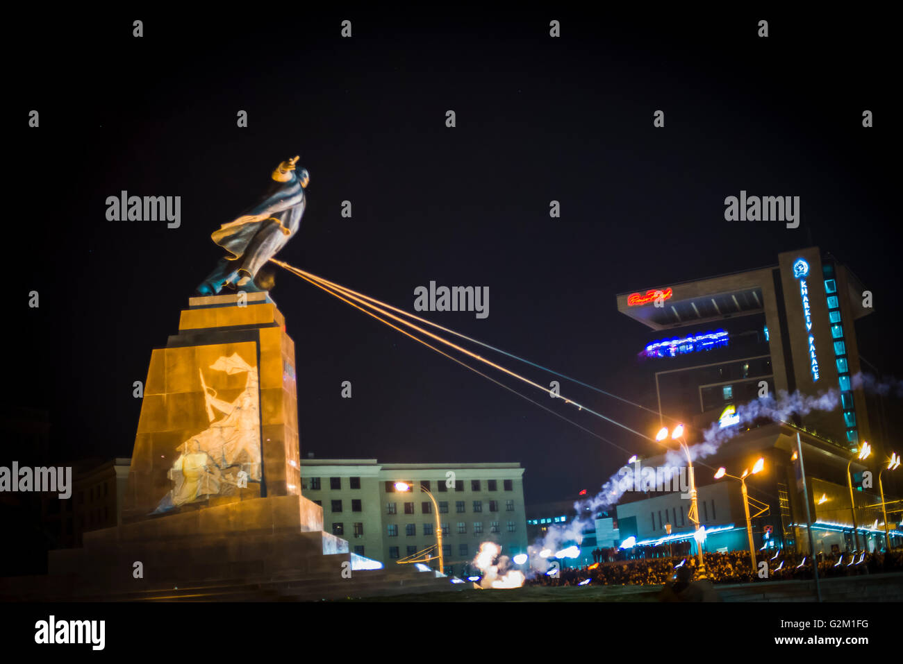 Fall der Lenin-Denkmal in Charkiw, Ukraine Stockfoto