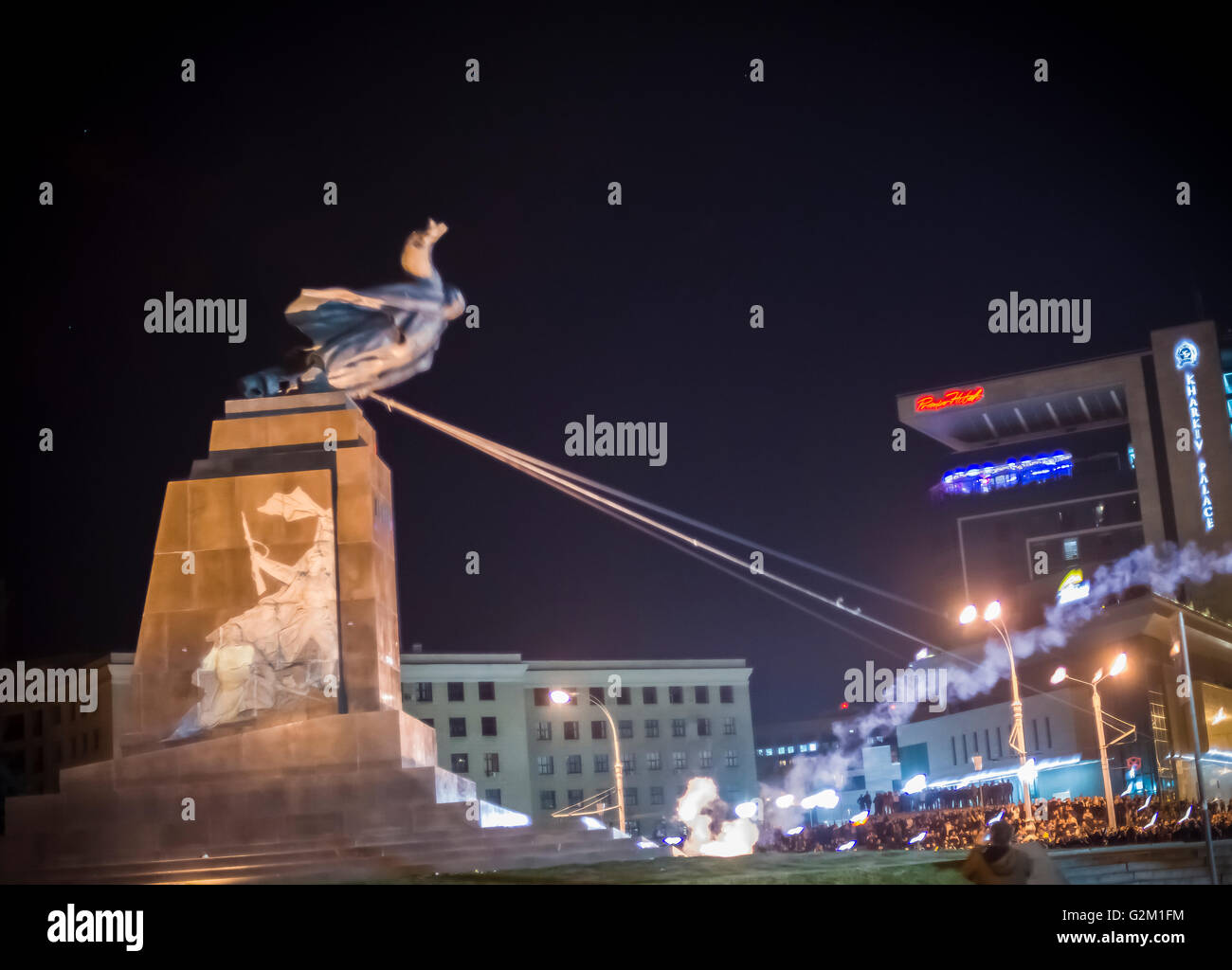 Fall der Lenin-Denkmal in Charkiw, Ukraine Stockfoto