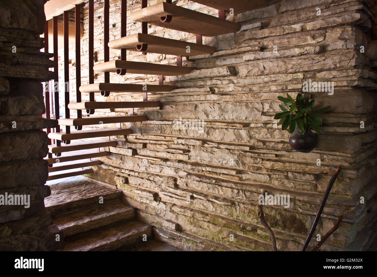 Eintrag Weg und Treppe in Fallingwater Stockfoto