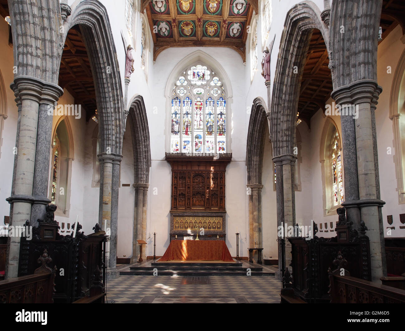 Innenraum der Kapelle in Bishop Auckland Palace in Bishop Auckland, Co. Durham, England. Stockfoto