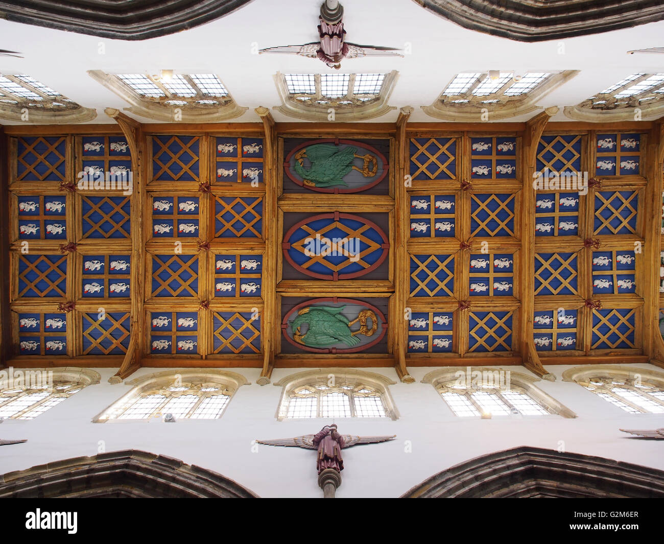 Die Decke der Kapelle in Bishop Auckland Palace in Bishop Auckland, Co. Durham, England. Stockfoto