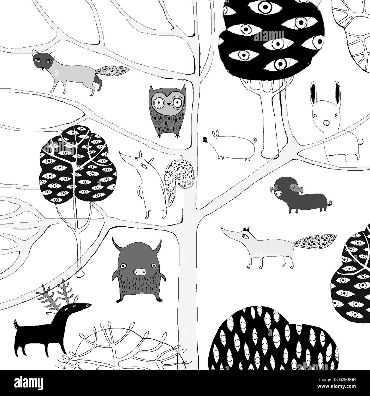 Bäume und Tiere Stockfoto