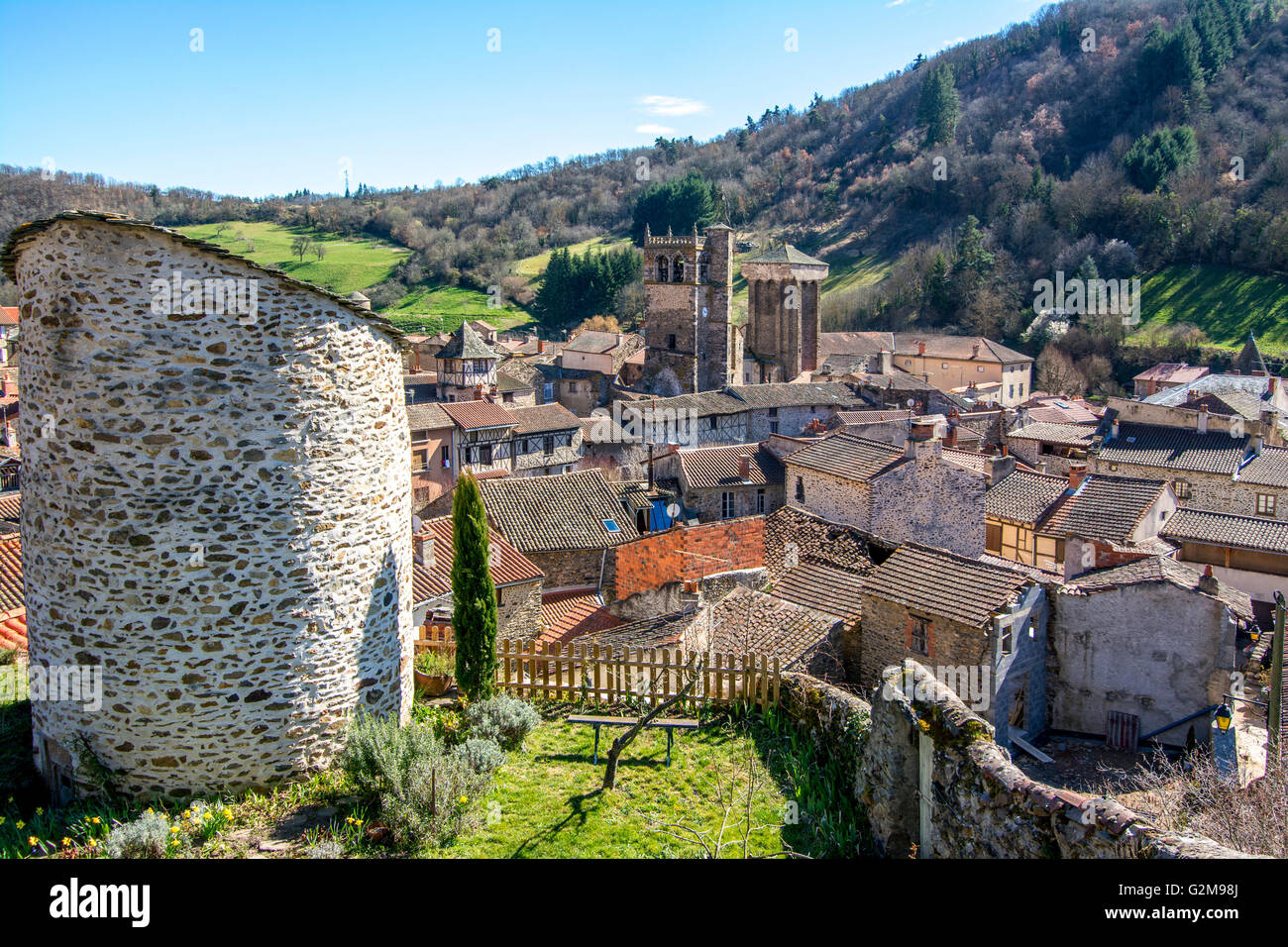 Dorf von Blesle, die schönsten Dörfer von Frankreich, Haute-Loire, Auvergne, Frankreich Stockfoto