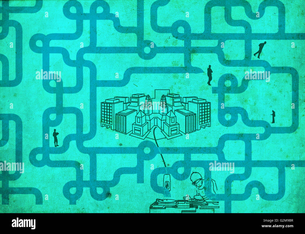 Labyrinth in Form von Schaltplan Stockfoto