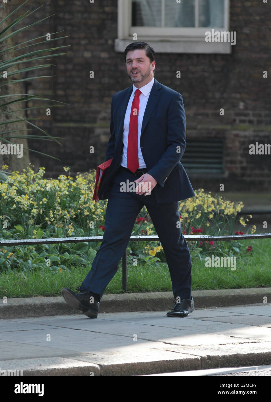 LONDON - 17. Mai 2015: Stephen Crabb kommt nach einer Kabinettssitzung in 10 Downing Street Stockfoto