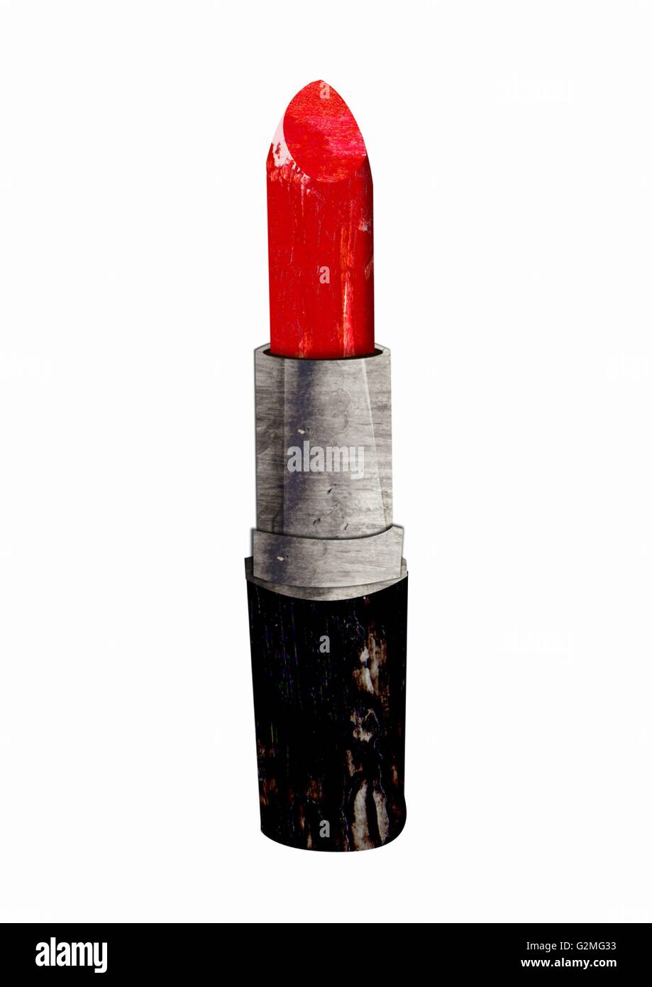 Roter Lippenstift auf weißem Hintergrund Stockfoto