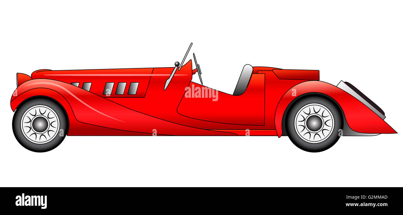 Alte klassische Rennwagen auf weißem Hintergrund - Aero Stockfoto