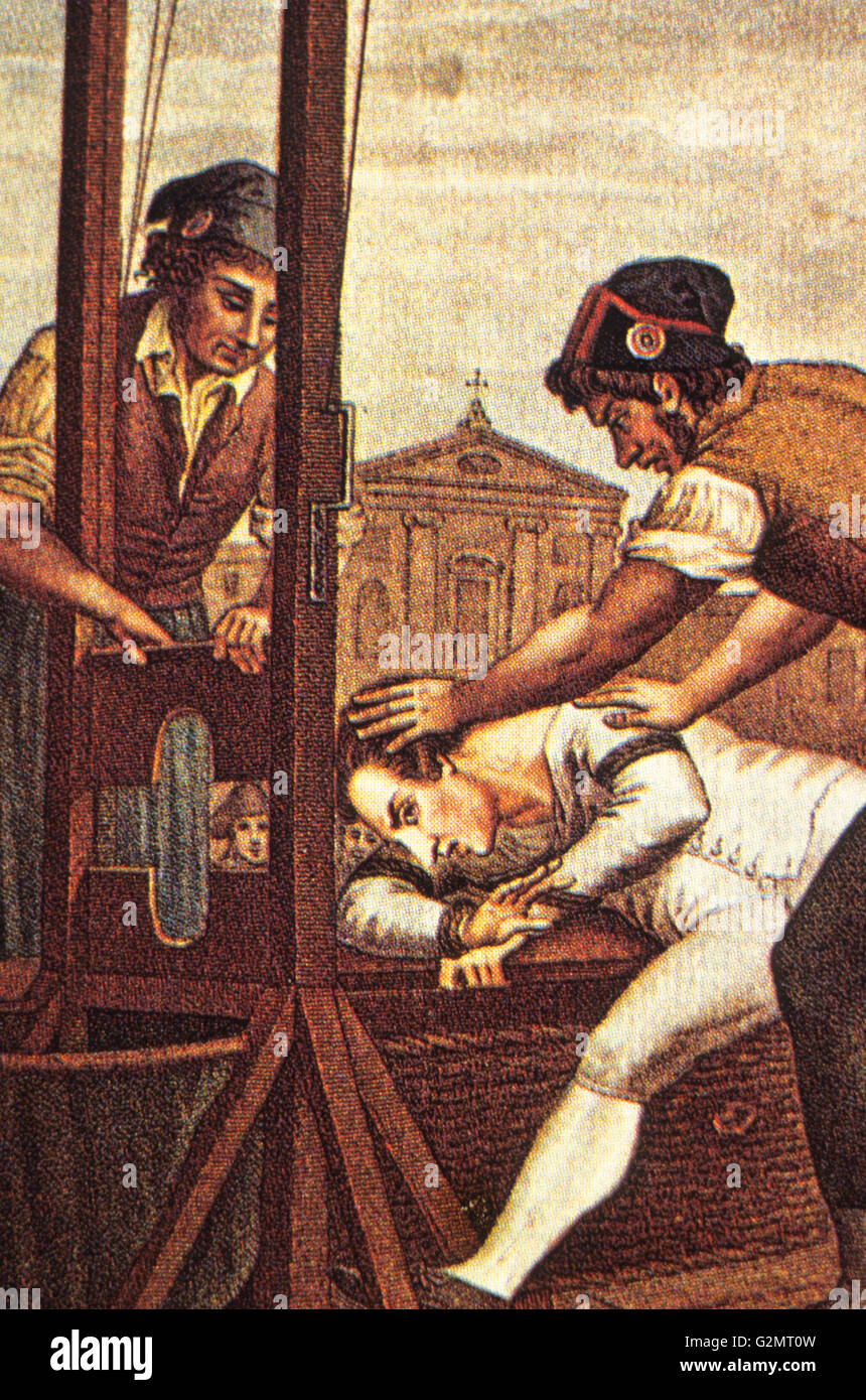 Robespierre die Guillotine, die französische Revolution Stockfoto