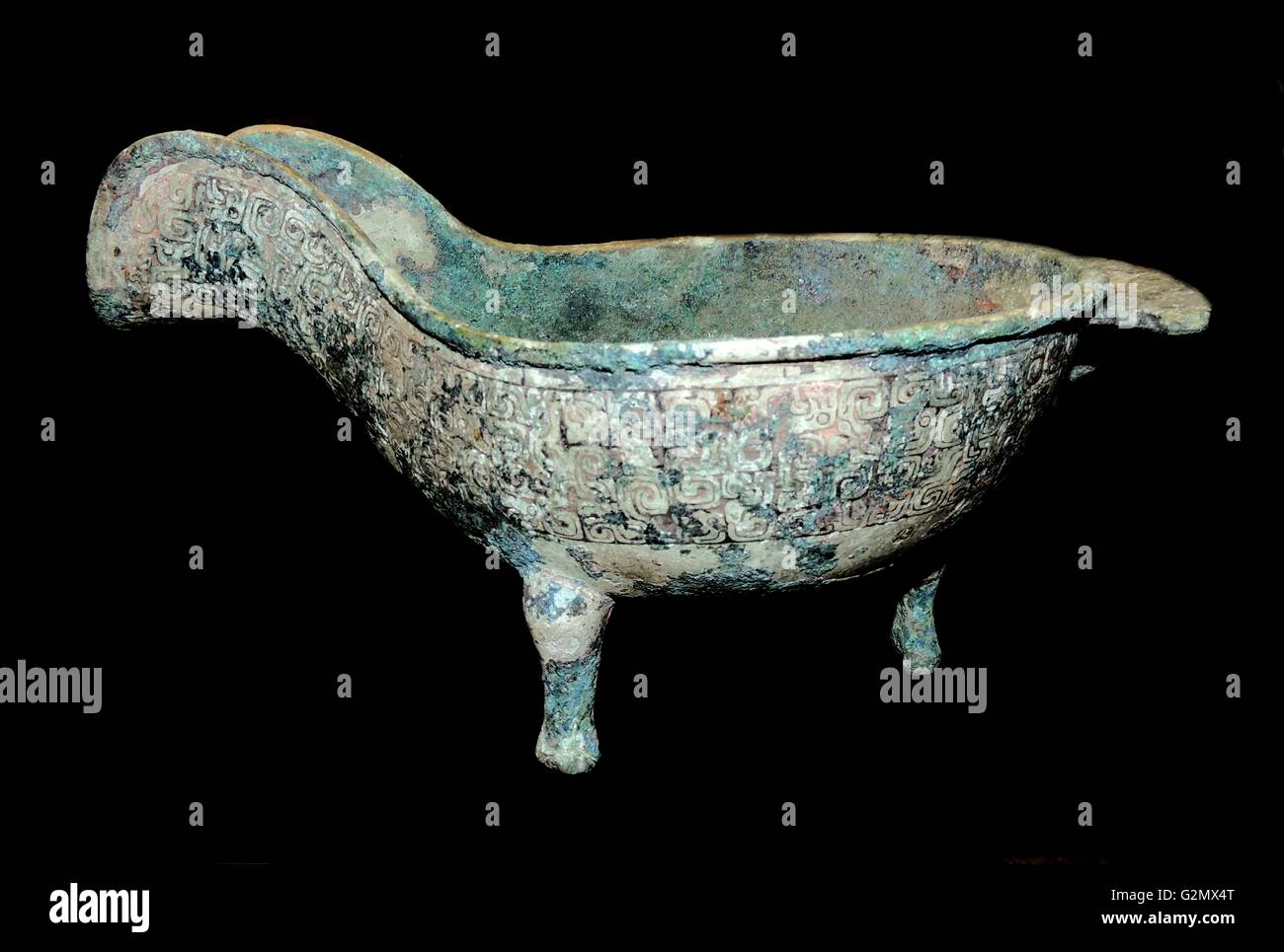 Bronze ritual Schiff, Yi. Frühen östlichen Zhou, 7. bis 6. Jahrhundert v. Chr.. Stockfoto