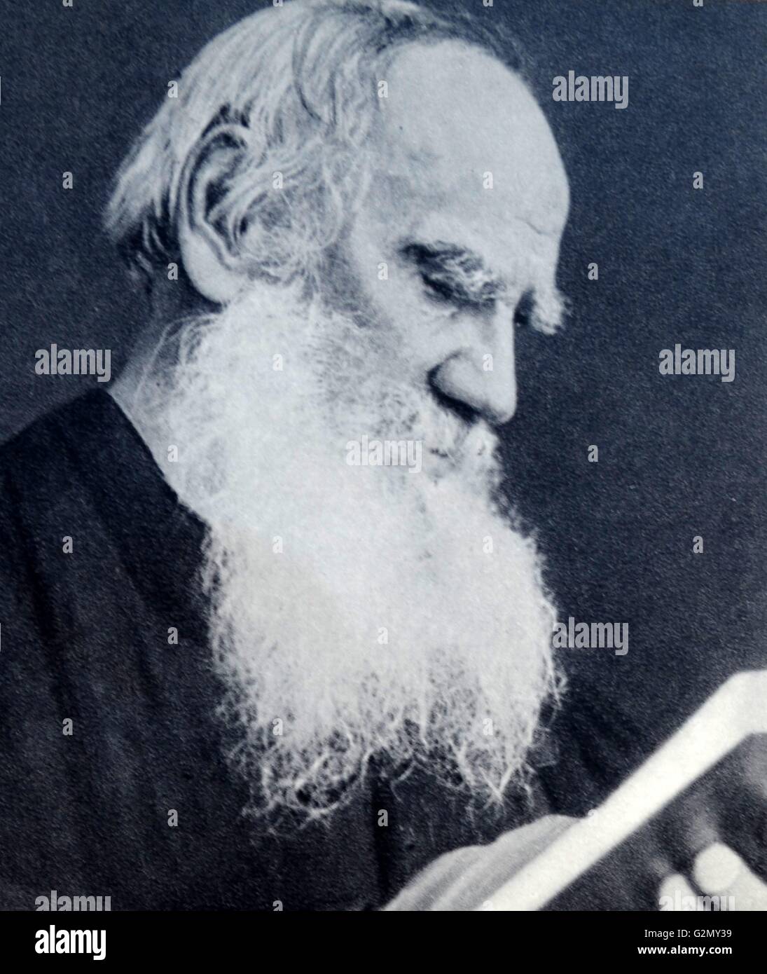 Graf Lew Nikolajewitsch Tolstoi 1828 - 7. November 1910), die auch als Leo Tolstoi bekannt, eine russische Schriftsteller war, der in erster Linie schrieb Romane und Erzählungen. Stockfoto