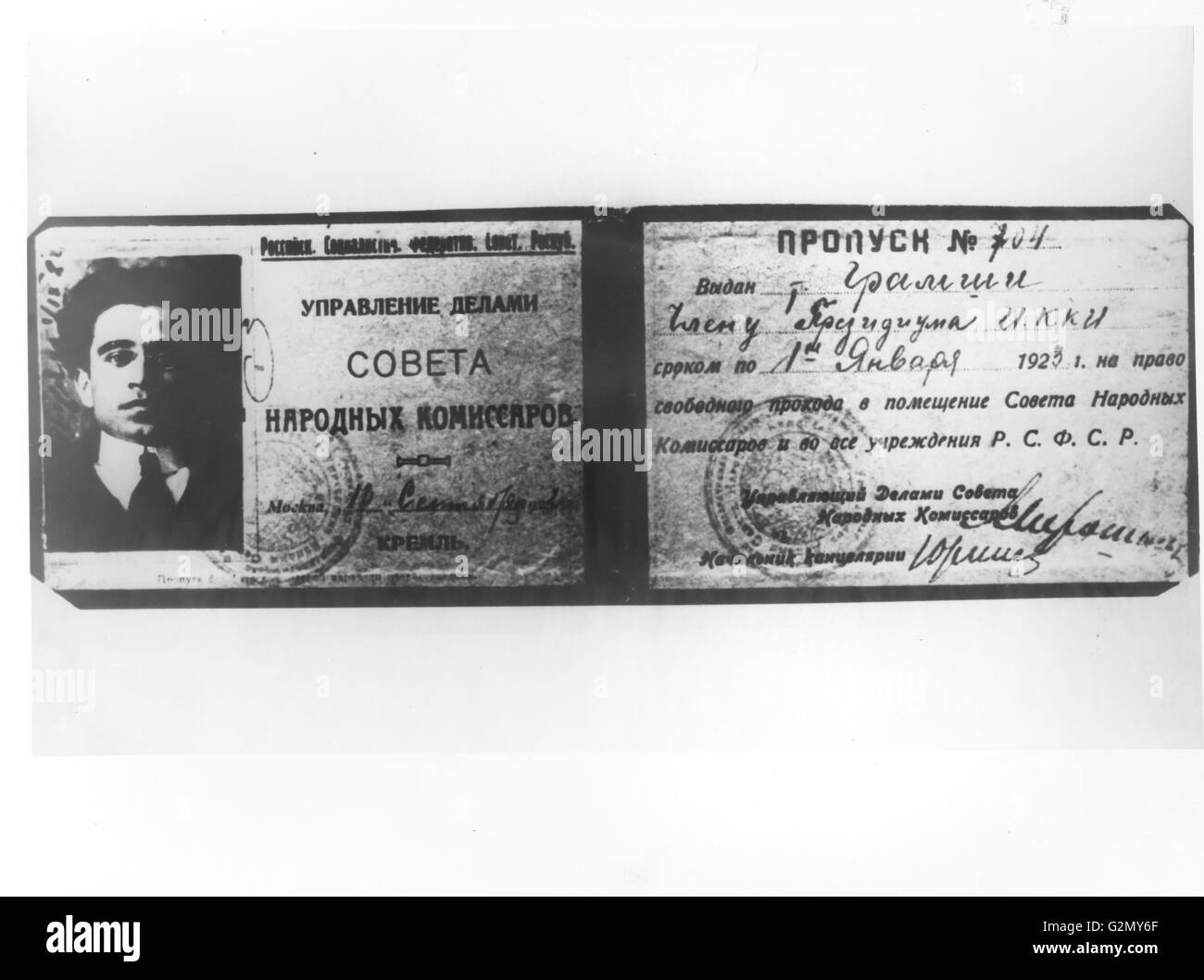 Antonio Gramsci sowjetischen Personalausweis Stockfoto