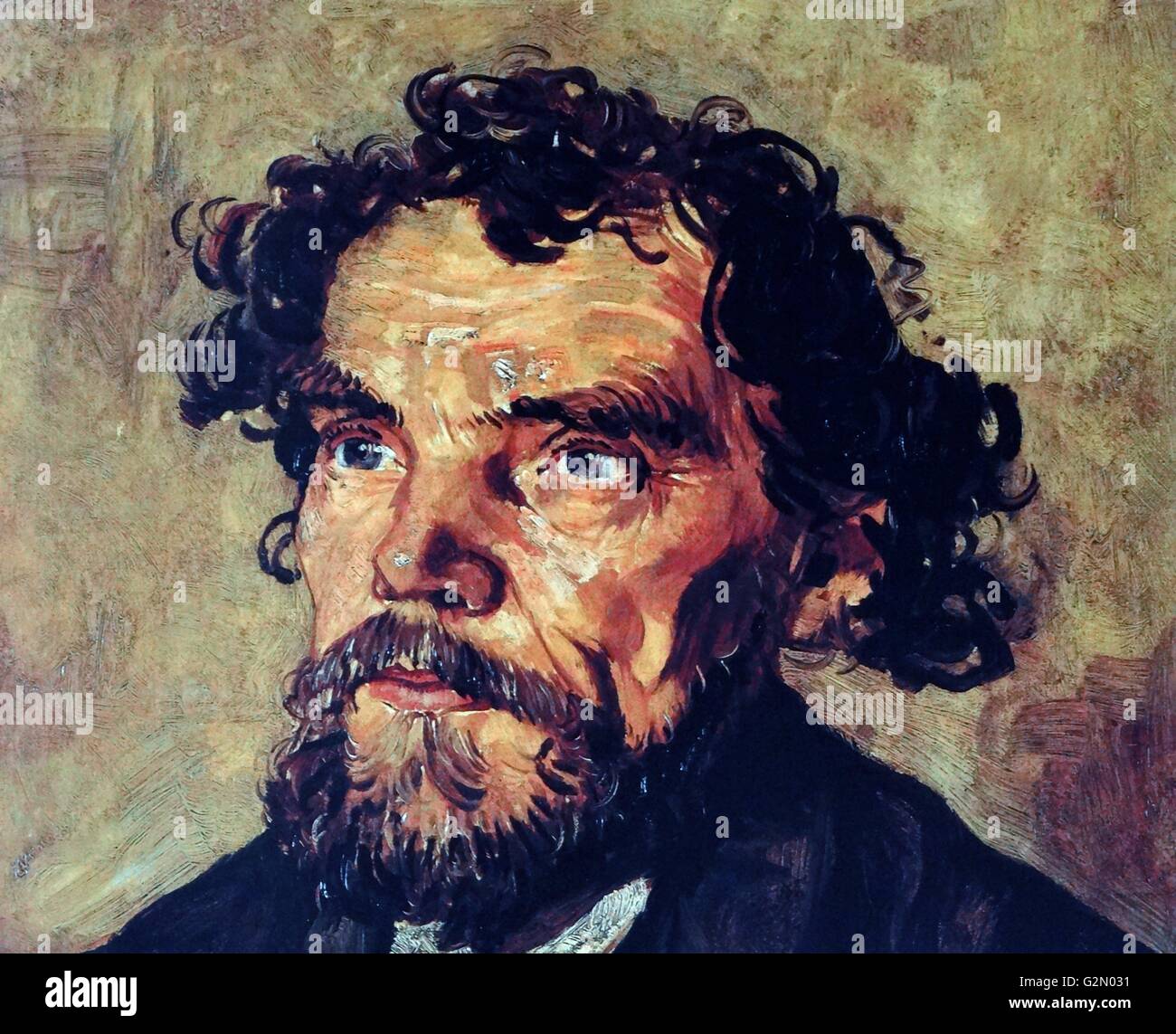 Öl auf Leinwand Gemälde des berühmten holländischen Malers Vincent Van Gogh (30. März 1853 - 29. Juli 1890), die Arbeit mit dem Titel "Kopf eines Mannes". Im Jahr 1886 abgeschlossen. Stockfoto
