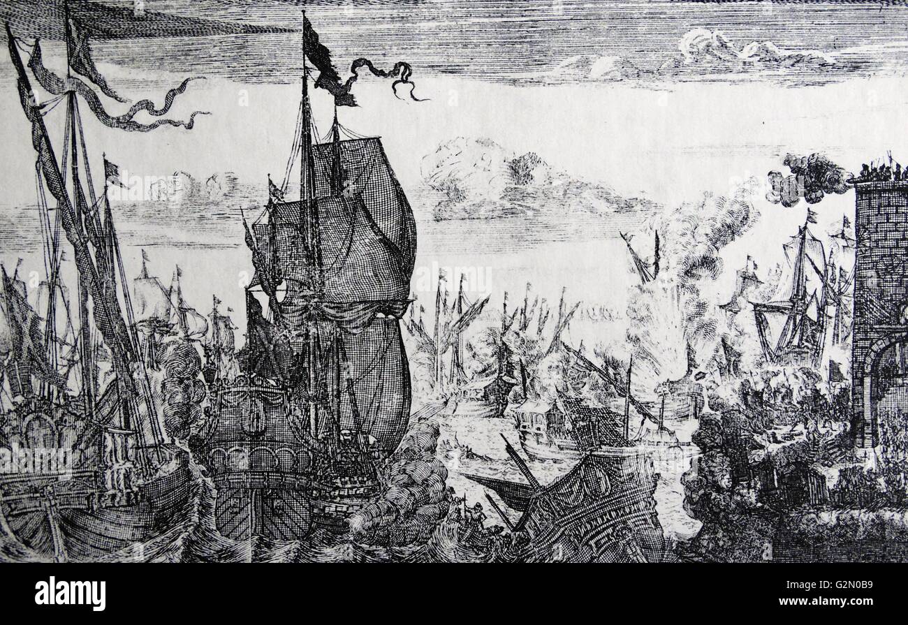 Die niederländische Corsair Enrique de Gerard beute Maracaibo in 1614 und 1642 wurde die Stadt von der Britischen Piraten William Jackson angegriffen. 1667, L'Olonnais mit einer Flotte von acht Schiffen und eine Besatzung von sechs hundert Piraten geplündert Maracaibo und Gibraltar durch Exquemelin 1678 Stockfoto