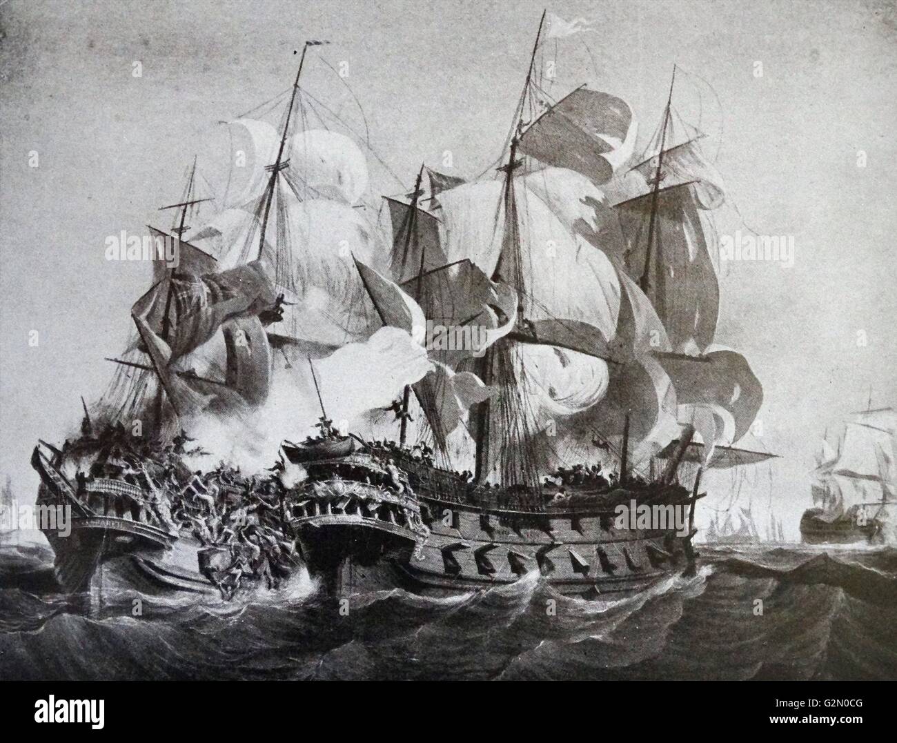 Angriff auf einem niederländischen Schiff von René Trouin (1673-1736) eine französische corsair Stockfoto