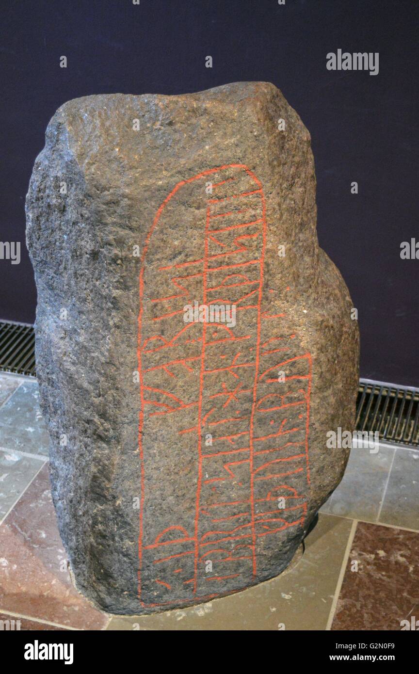 Skandinavische Tarnborg Runenstein datiert 11. Jahrhundert n. Chr.; Stockfoto