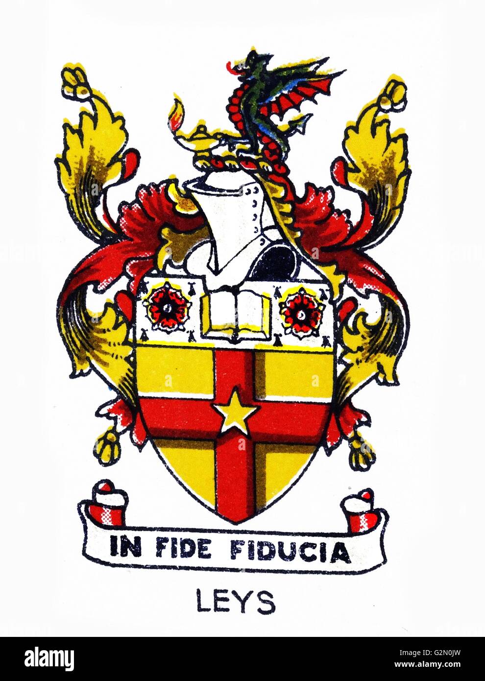 Emblem der Hinterbeine Leys Community College, Cambridge, England Stockfoto