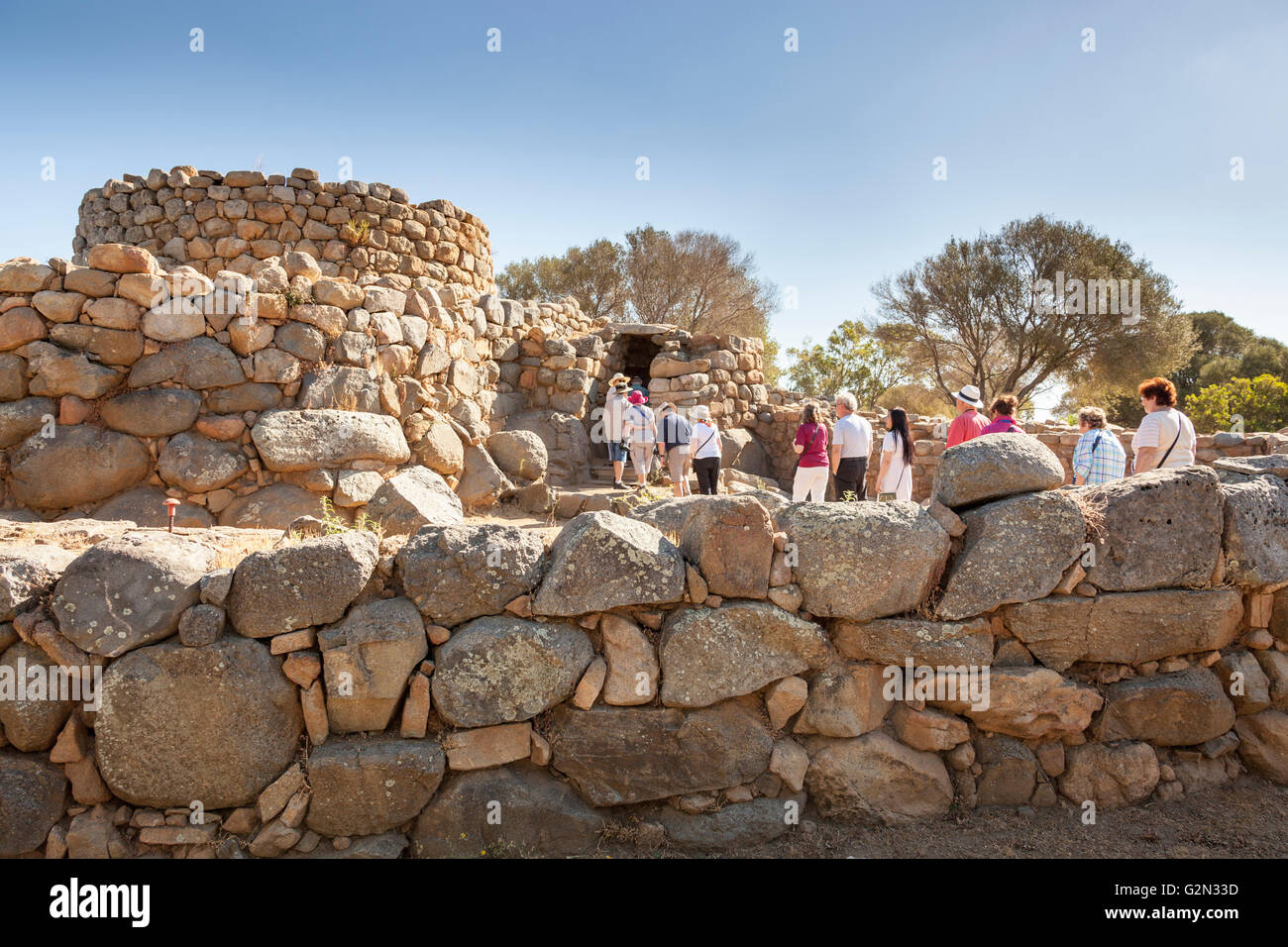 Nuraghe La Prisgiona Ausgrabungsstätte, Arzachena, Sardinien, Italien Stockfoto