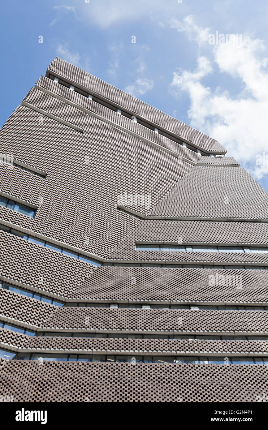 Tate Modern Schalter House Erweiterung, Bankside, London. Außenansicht von unten. Stockfoto
