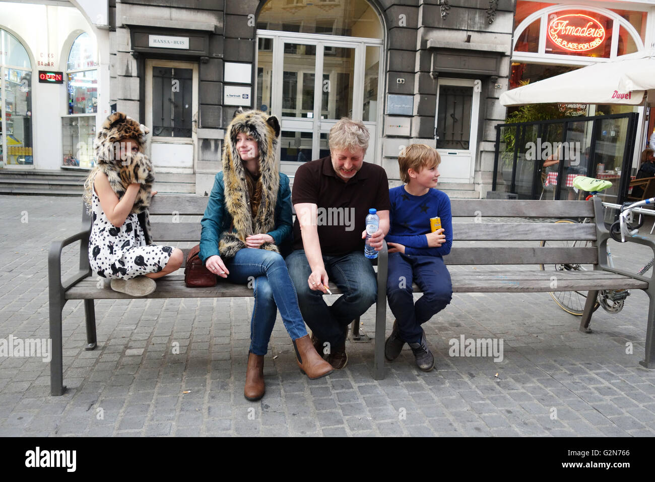 Familie eine Pause Antwerpen-Belgien Stockfoto