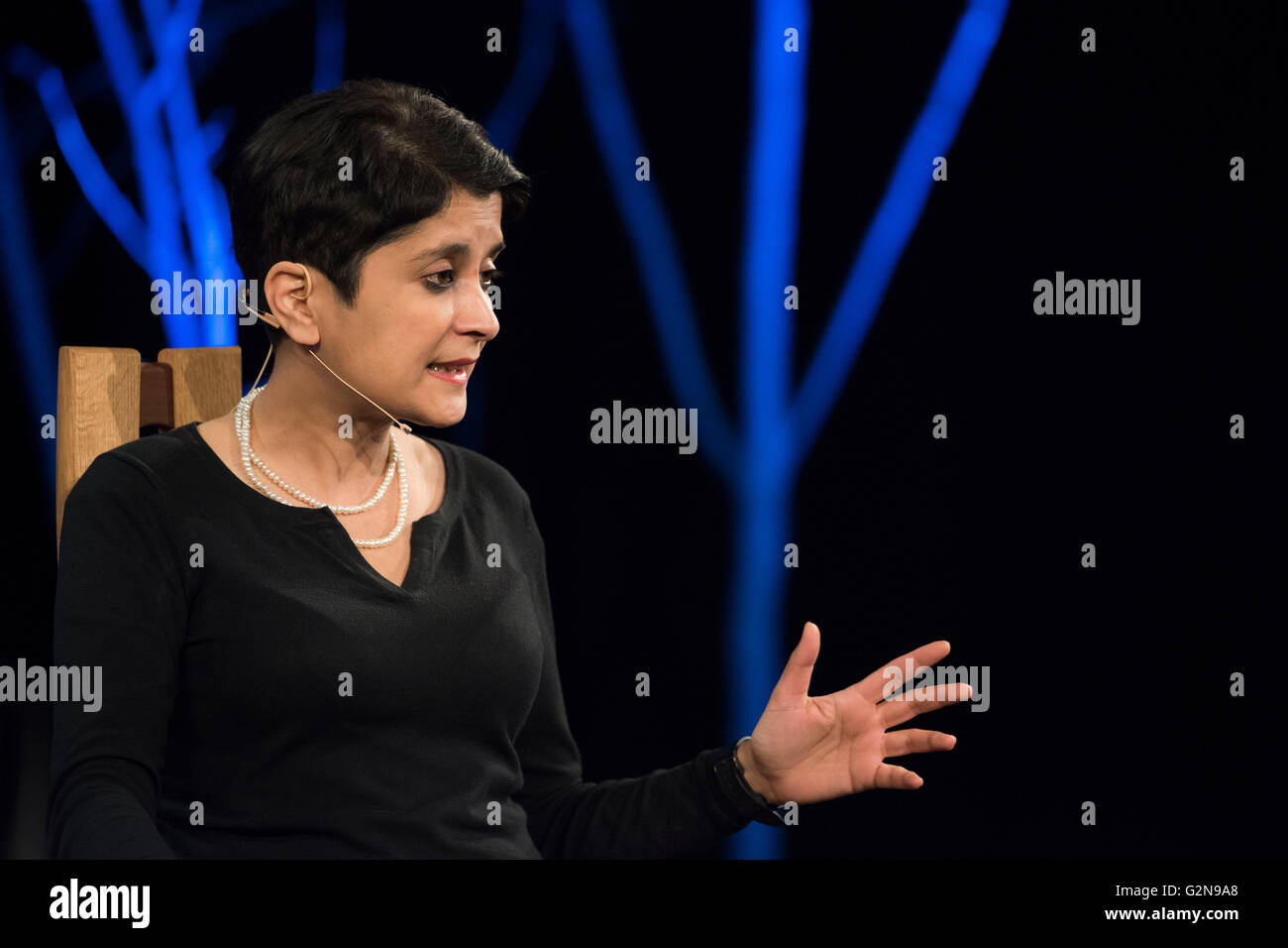 Shami Chakrabarti spricht bei der 2016 Hay Festival in Hay-on-Wye, Wales. Stockfoto