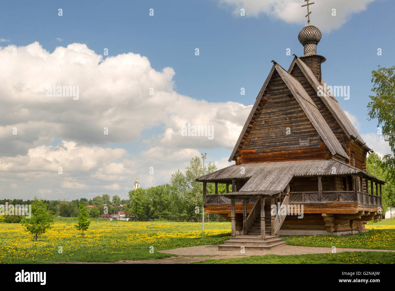 Ansicht der hölzernen Kirche St. Nikolaus in alten Susdal Kreml, Russland. Susdal ist Teil des berühmten touristischen Route Goldener Ring Stockfoto