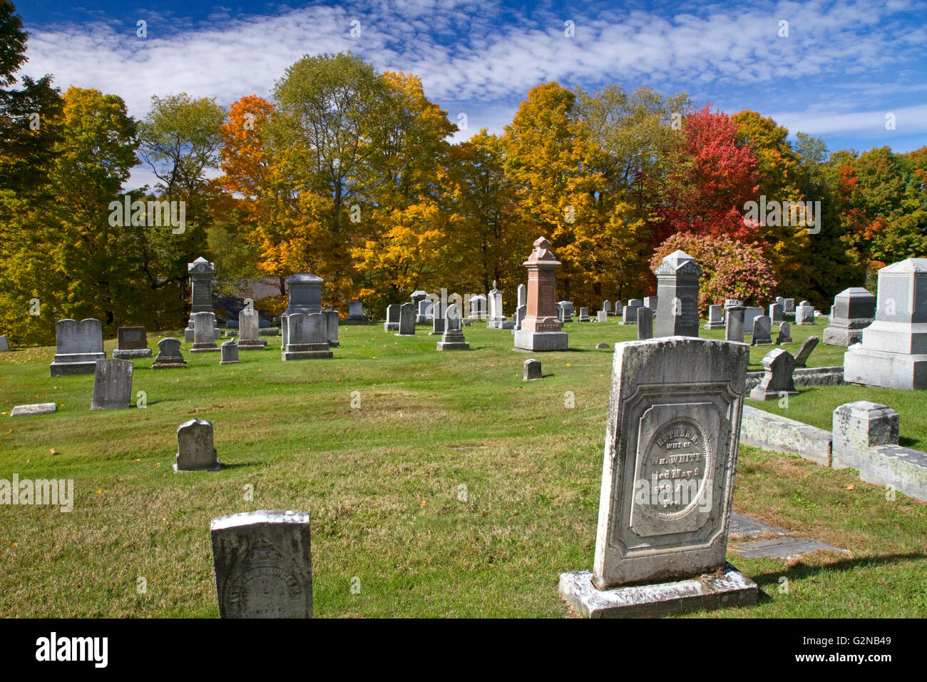 Rockingham Meeting House Friedhof in Rockingham, Vermont, USA. Stockfoto