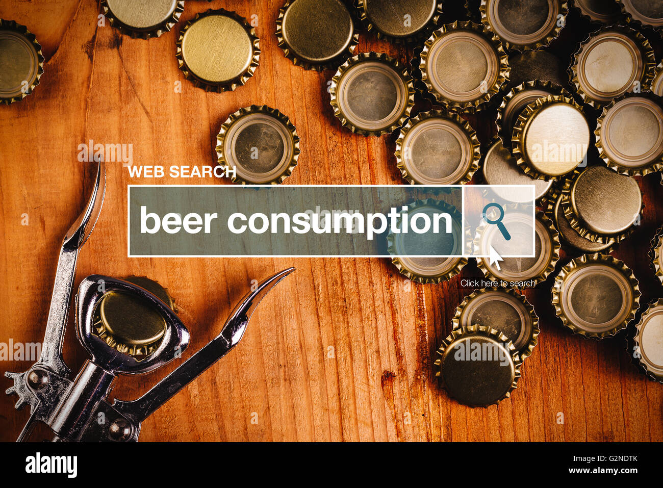 Bierkonsum - Web-Suche im Internet Stockfoto