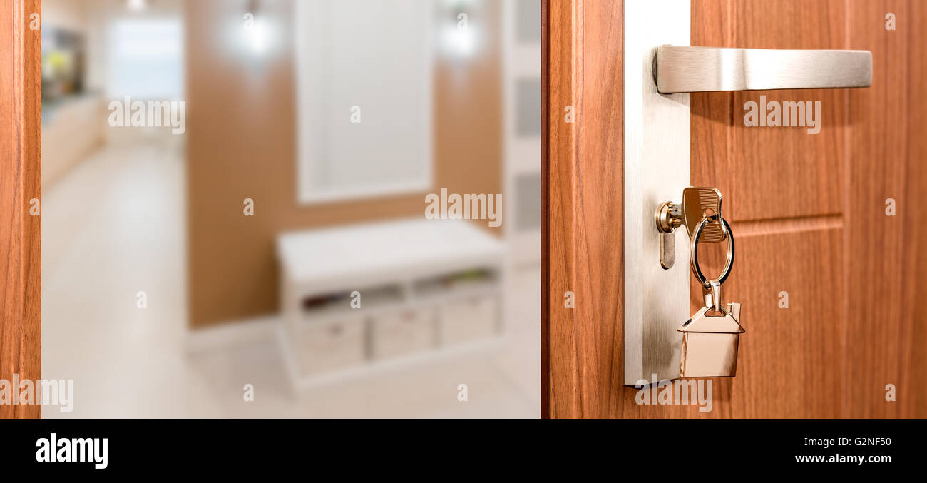 Schlüssel Tür Immobilien Miete Home Haus Broker kaufen - Stock Bild Stockfoto