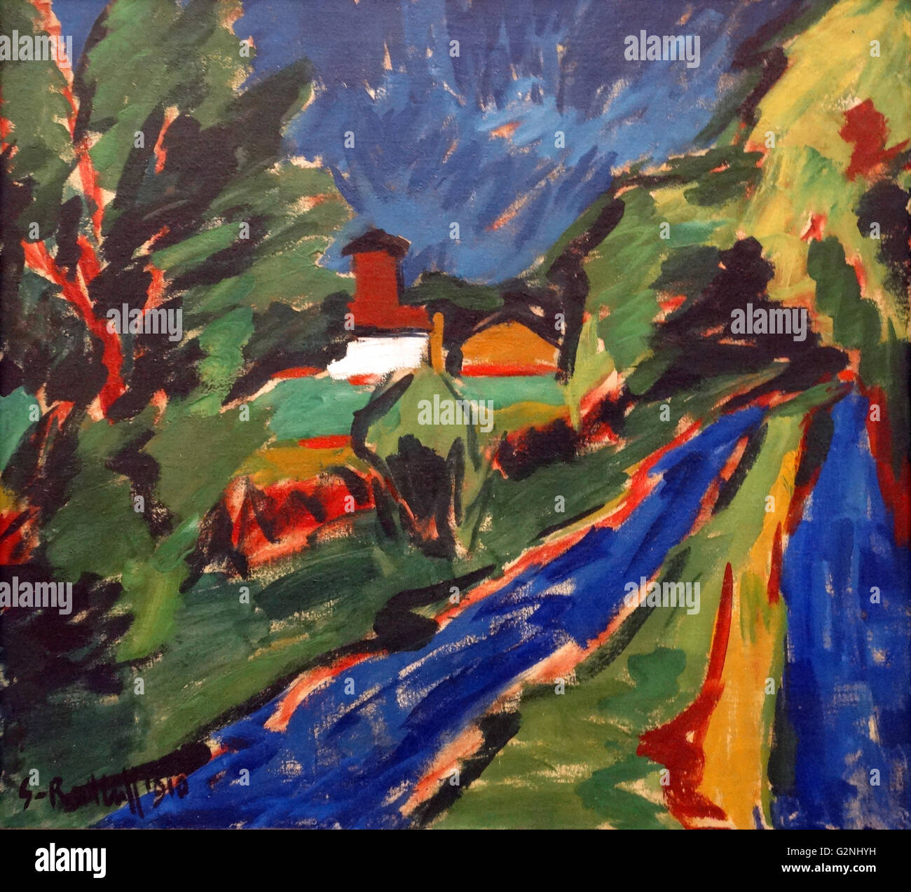 Landschaft bei Dangast (Drucken auf Leinwand) von Karl Schmidt-Rottluff (1884-1976) einen deutschen expressionistischen Maler und Graphiker, einer der vier Gründer - Mitglieder der Künstlergruppe Bruce sterben. Stockfoto