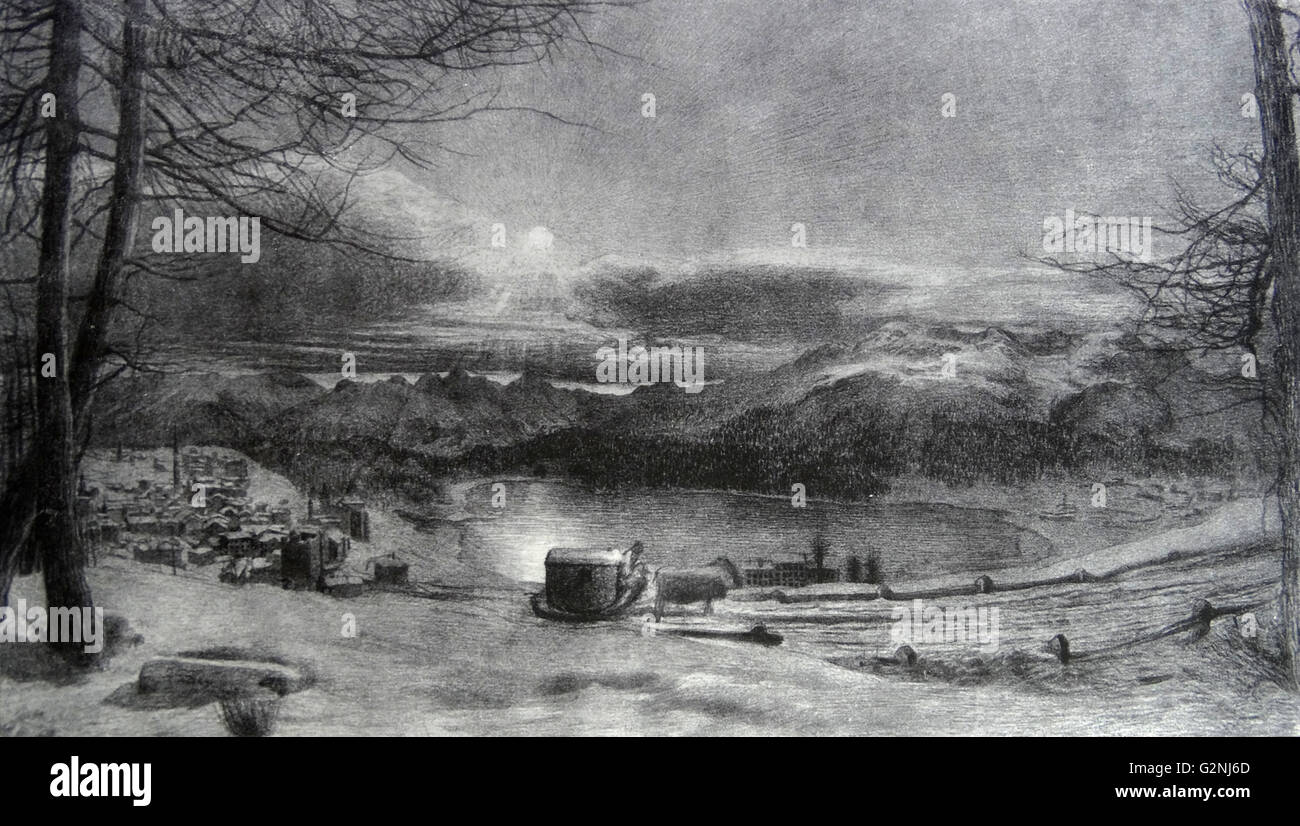 Giovanni Segatini (1858-1899), italienischer Maler bekannt für seine großen pastoralen Landschaft der Alpen. Im späteren Leben er kombiniert eine divisionismus Malweise mit Symbolistischen Bilder der Natur. Er war aktiv in der Schweiz für die meisten seines Lebens. Stockfoto