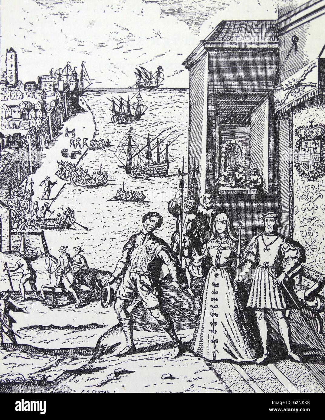 Die Trennung von Columbus mit Ferdinand und Isabella, 3. August 1492 Stockfoto