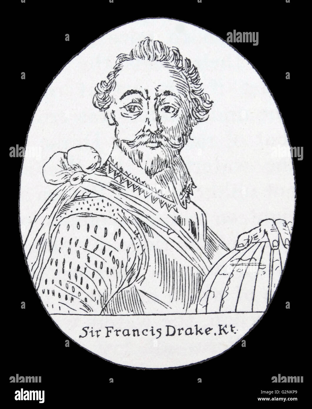 Sir Francis Drake (d. 1596), Vice Admiral war ein englischer Kapitän, privateer, Navigator, slaver und Politiker der Elisabethanischen Ära. Drake durchgeführt, die zweite Umrundung der Welt, von 1577 bis 1580. Stockfoto