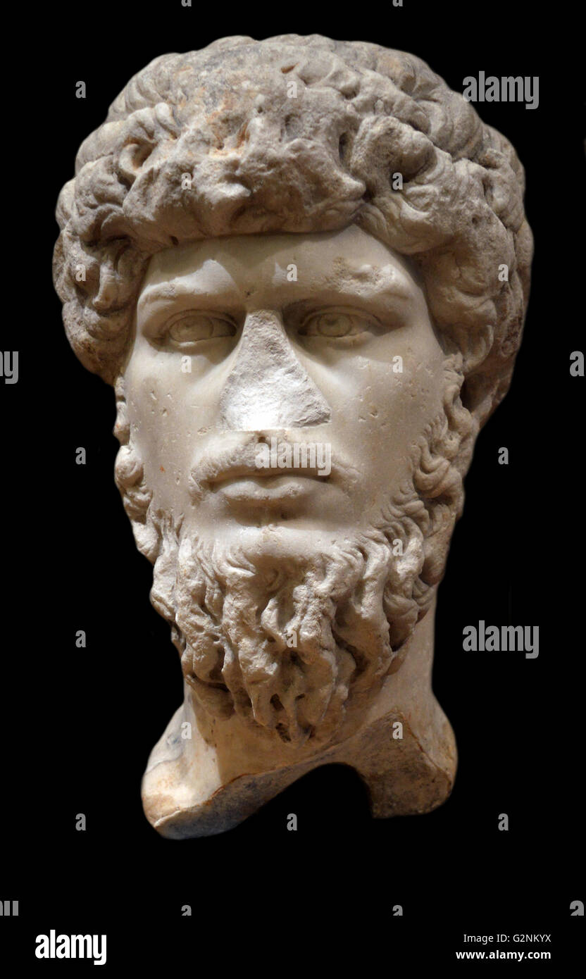 Römische Büste des Kaisers Lucius Verus 161-169 AD. Aus dem Grab Mahdia, Tunesien Stockfoto