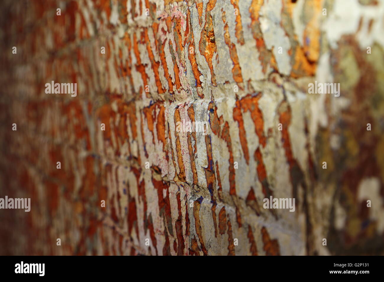 Eine verwitterte Mauer mit abblätternde Farbe, in Battery Point, Hobart, Tasmanien. Stockfoto