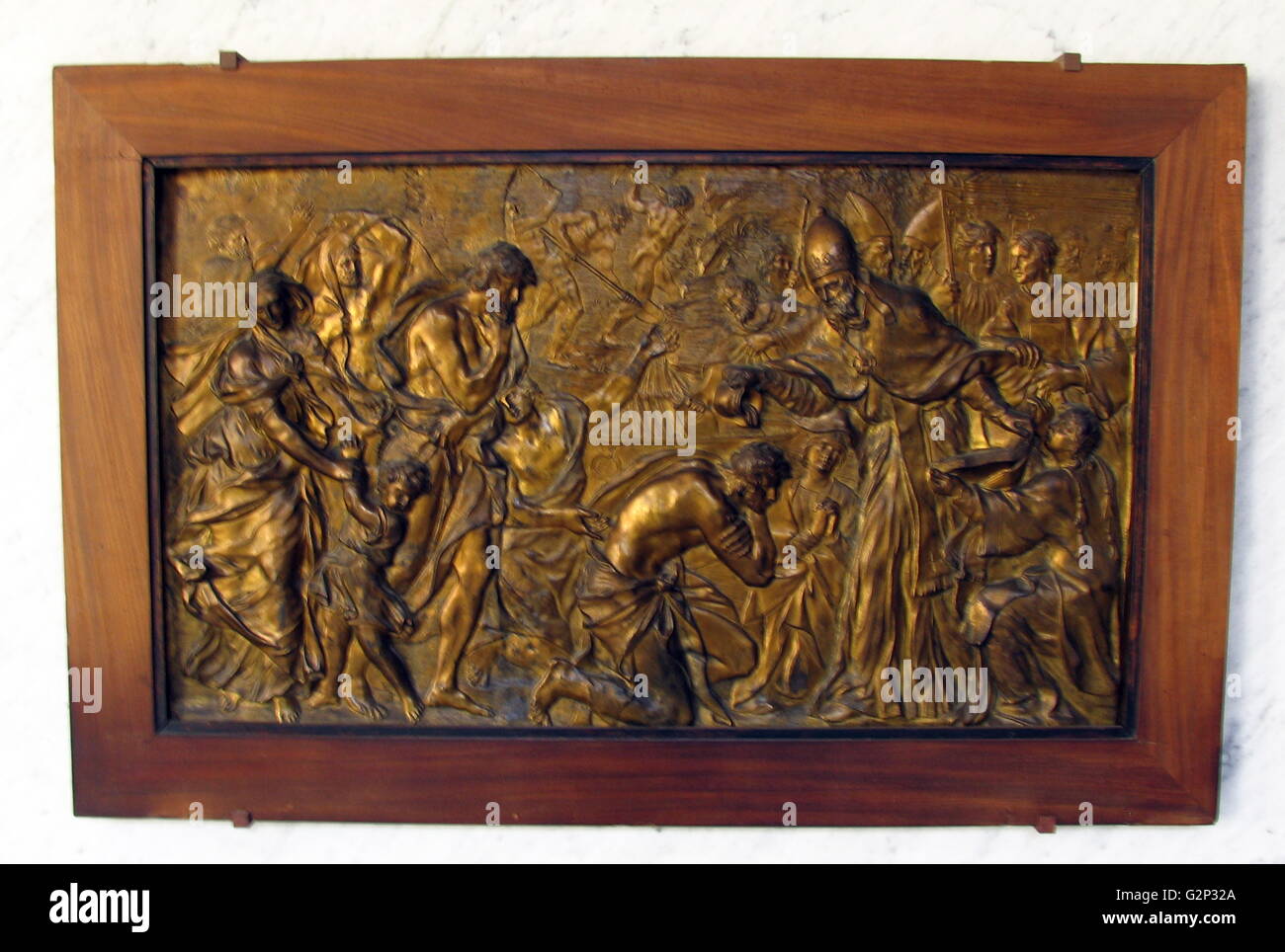 Linderung von Papst Liberius Taufen der Neophyten" von Alessandro Algardi. ca. 1645-1648. Bronze. Stockfoto
