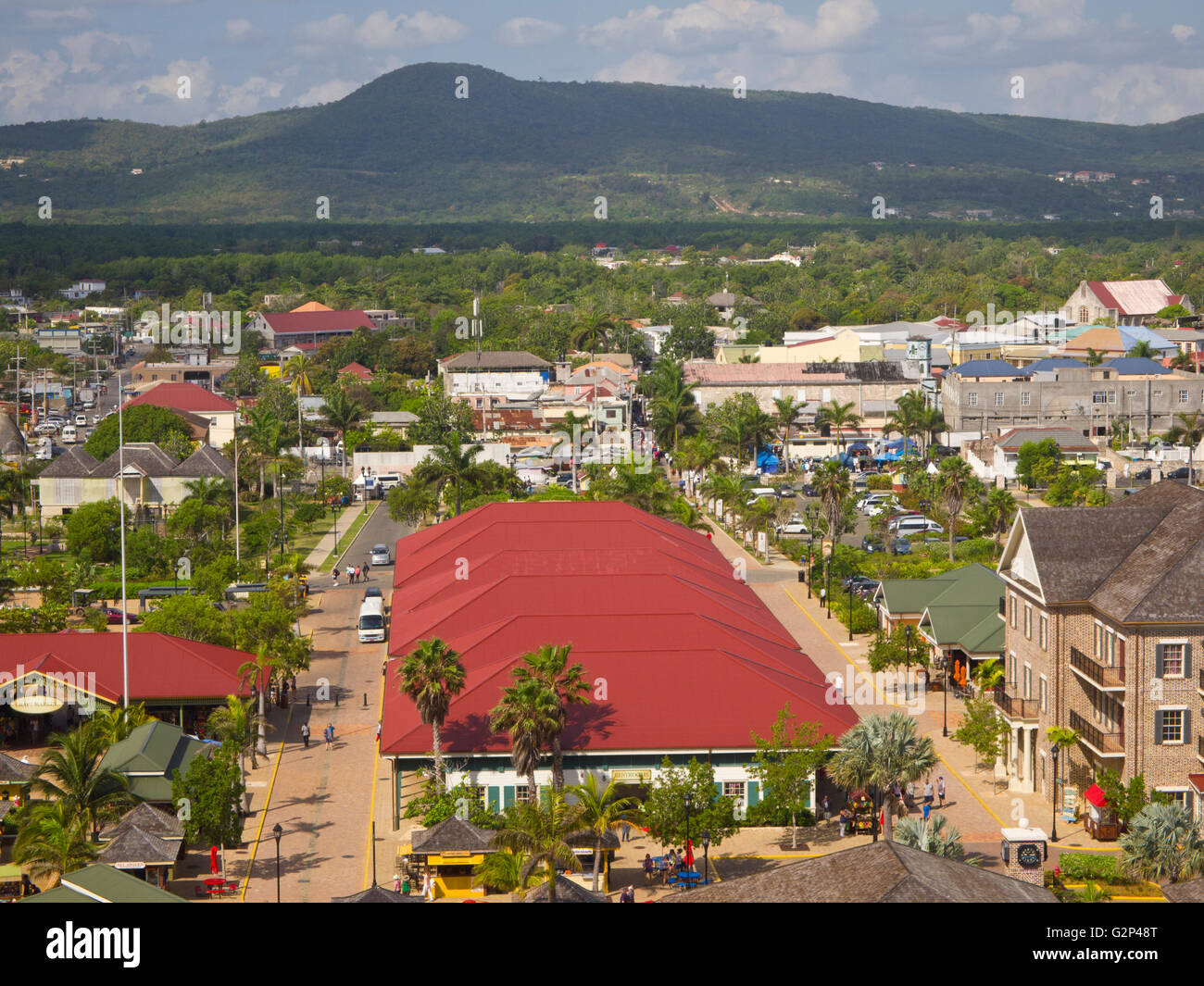 Kreuzfahrt-Hafen und Innenstadt von Falmouth Jamaika Stockfoto
